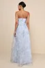 Charming Sweetness Periwinkle Floral Organza Bustier Maxi Dress sold by Lulus
