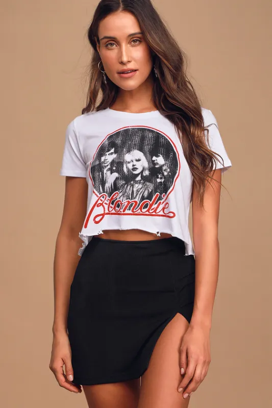 Blondie White Distressed Cropped Graphic Tee sold by Lulus
