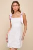 Sweeten the Day Cream Floral Burnout Tie-Strap Mini Dress sold by Lulus