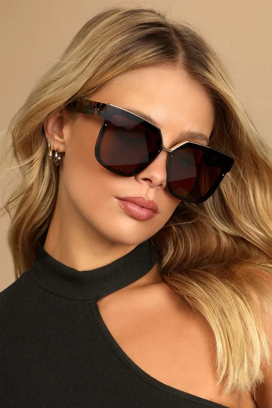 Main Frame Brown Tortoise Rimless Sunglasses sold by Lulus