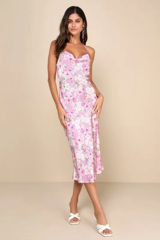 Impressive Delight Mauve Pink Floral Backless Midi Slip Dress sold by Lulus