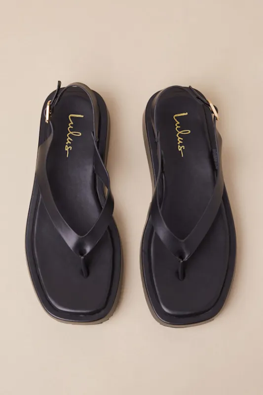 Maralynn Black Flatform Thong Slingback Sandals sold by Lulus