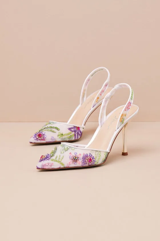 SB-Velma Ivory Multi Mesh Beaded Slingback Pumps sold by Lulus product image thumbnail 2