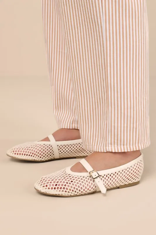 Nolita Ivory Raffia Netted Buckle Ballet Flats sold by Lulus