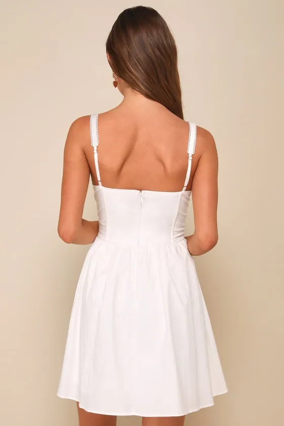 Deeply Charming White Lace Bustier Ribbon Mini Dress sold by Lulus product image thumbnail 2