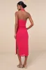 Poised Attitude Berry Pink Halter Cutout Twist-Front Midi Dress sold by Lulus
