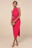 Poised Attitude Berry Pink Halter Cutout Twist-Front Midi Dress sold by Lulus