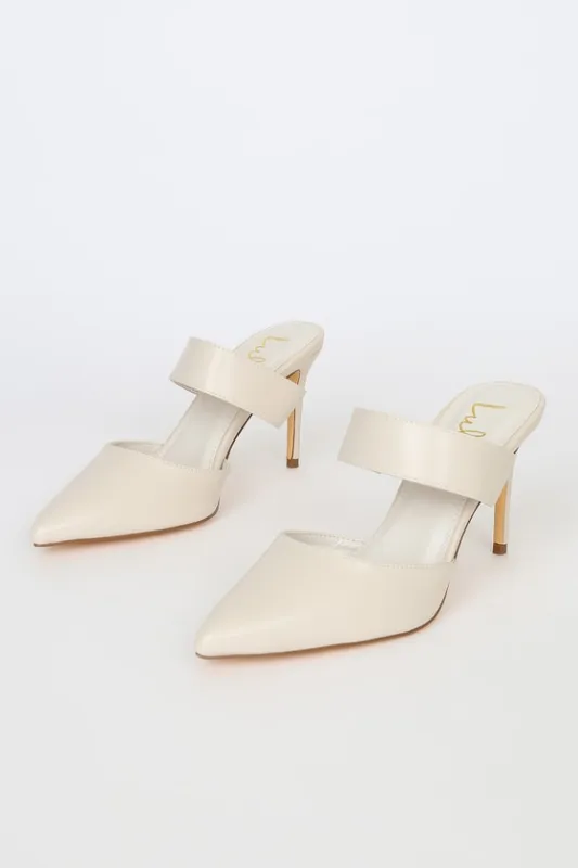 Faire Off White Pointed-Toe Mules sold by Lulus