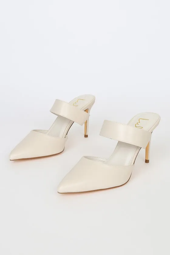 Faire Off White Pointed-Toe Mules sold by Lulus