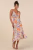 Danelle Taupe Floral Halter A-Line Midi Dress sold by Lulus