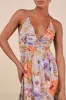 Danelle Taupe Floral Halter A-Line Midi Dress sold by Lulus