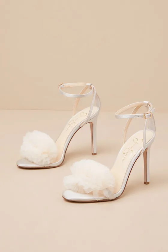 Jilria Soft Ivory Satin Ankle Strap High Heel Sandals sold by Lulus product image thumbnail 3