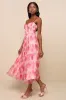 Alluring Invite Light Pink Floral Pleated Bustier Midi Dress sold by Lulus
