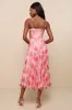 Alluring Invite Light Pink Floral Pleated Bustier Midi Dress sold by Lulus