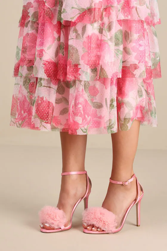 Jilria Light Pink Satin Ankle Strap High Heel Sandals sold by Lulus