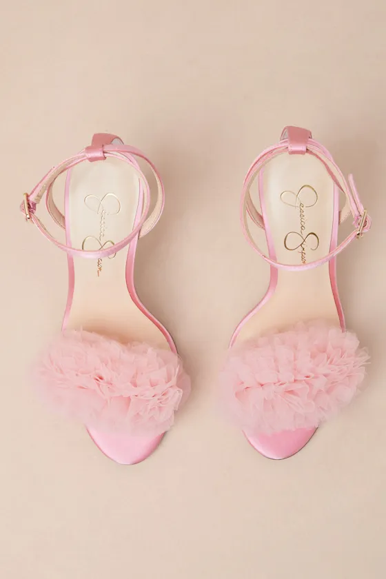 Jilria Light Pink Satin Ankle Strap High Heel Sandals sold by Lulus product image thumbnail 4