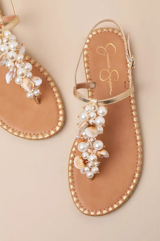 Bryelea Gold Pearl Shell Flat Sandals sold by Lulus product image thumbnail 2