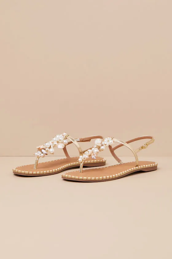 Bryelea Gold Pearl Shell Flat Sandals sold by Lulus product image thumbnail 4