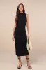 Elevated Presence Black Sleeveless Ruched Funnel Neck Midi Dress sold by Lulus