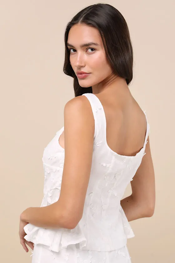 Bella White Embroidered Button-Front Top sold by Lulus product image thumbnail 2