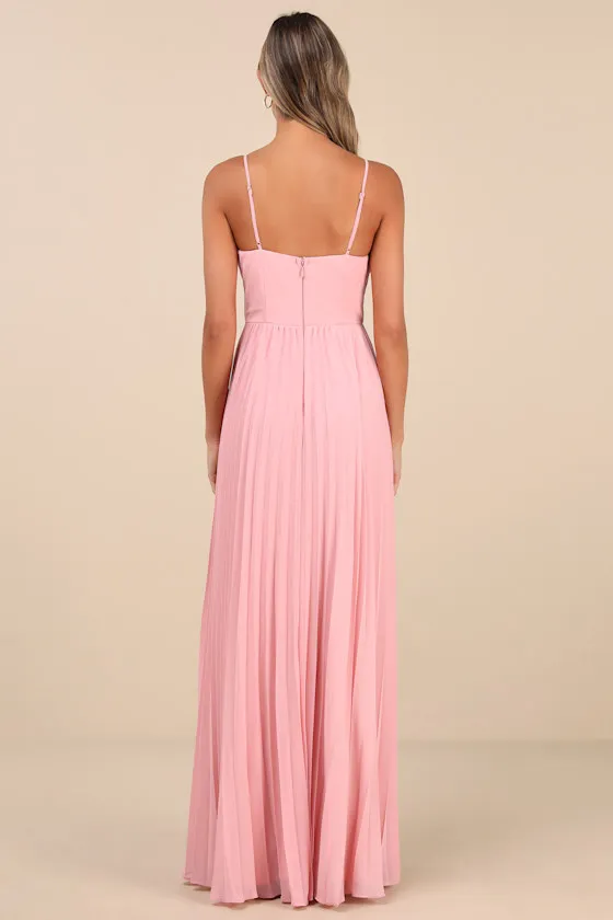 Admirable Elegance Light Pink Pleated Bustier Maxi Dress sold by Lulus product image thumbnail 2