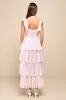 Radiant Arrival Shiny Pink Organza Tiered Tie-Strap Maxi Dress sold by Lulus