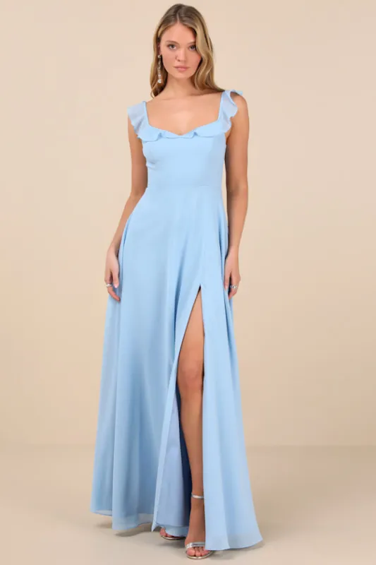 Dreamy Admiration Light Blue Ruffled Maxi Dress sold by Lulus