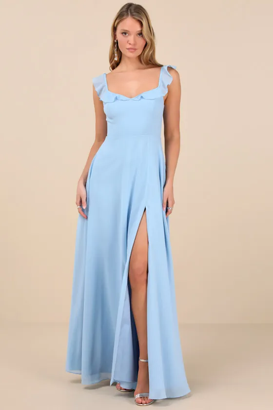Dreamy Admiration Light Blue Ruffled Maxi Dress sold by Lulus