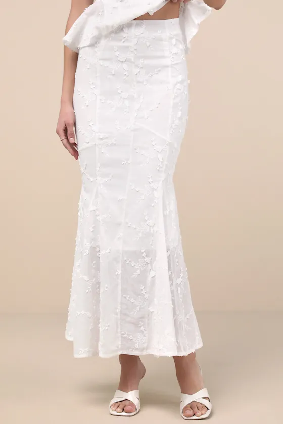 Bella White Embroidered High-Rise Maxi Skirt sold by Lulus product image thumbnail 2