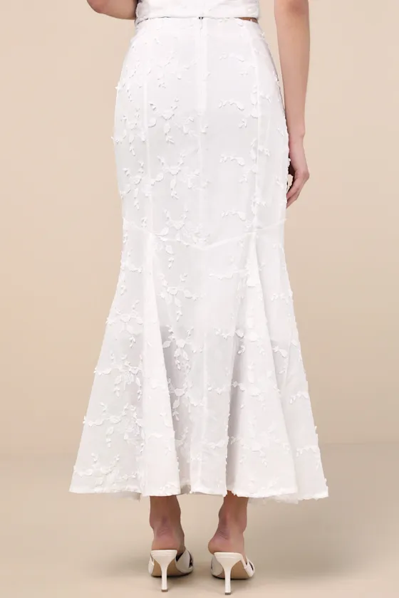 Bella White Embroidered High-Rise Maxi Skirt sold by Lulus product image thumbnail 3