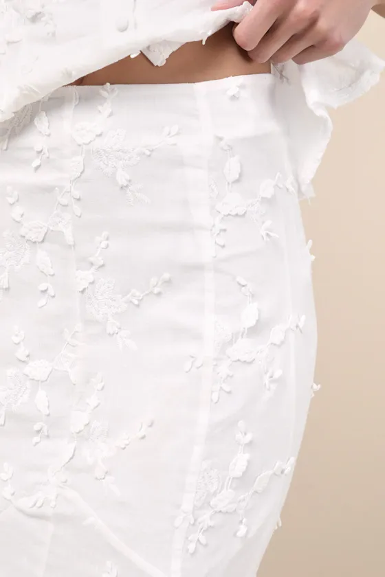 Bella White Embroidered High-Rise Maxi Skirt sold by Lulus product image thumbnail 4