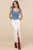 Enye Blue Chambray Bustier Flutter Sleeve Top sold by Lulus