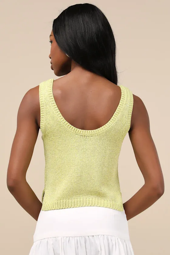Elevated Staple Lime Green Lurex Cropped Sweater Tank Top sold by Lulus product image thumbnail 2