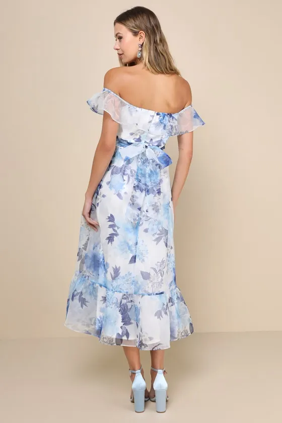 Sweet Composure White Floral Organza Off-the-Shoulder Midi Dress sold by Lulus product image thumbnail 2