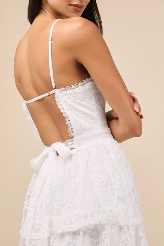 Estrid White Lace Tiered Midi Dress sold by Lulus product image thumbnail 4