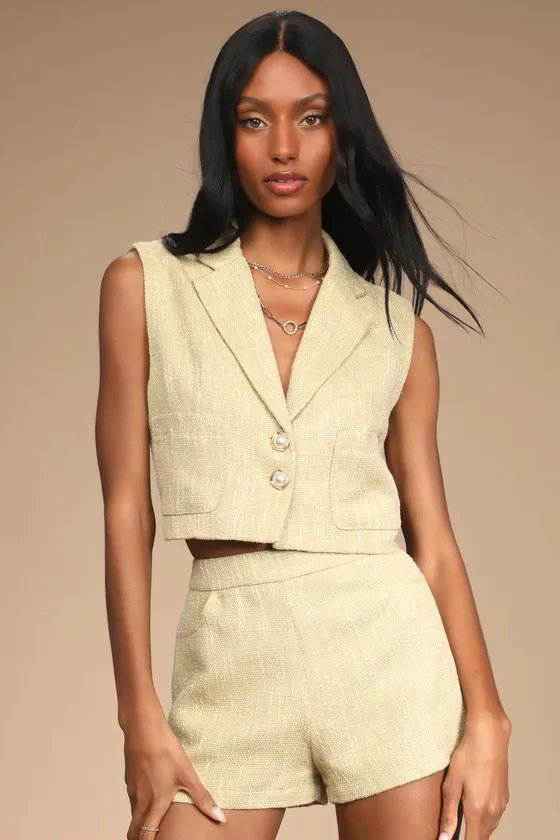 Perfect Company Olive Tweed High Waisted Shorts sold by Lulus product image thumbnail 2