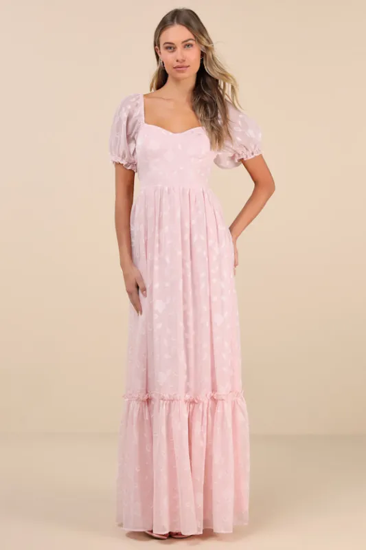 Phenomenal Sweetness Pink Floral Burnout Bustier Maxi Dress sold by Lulus