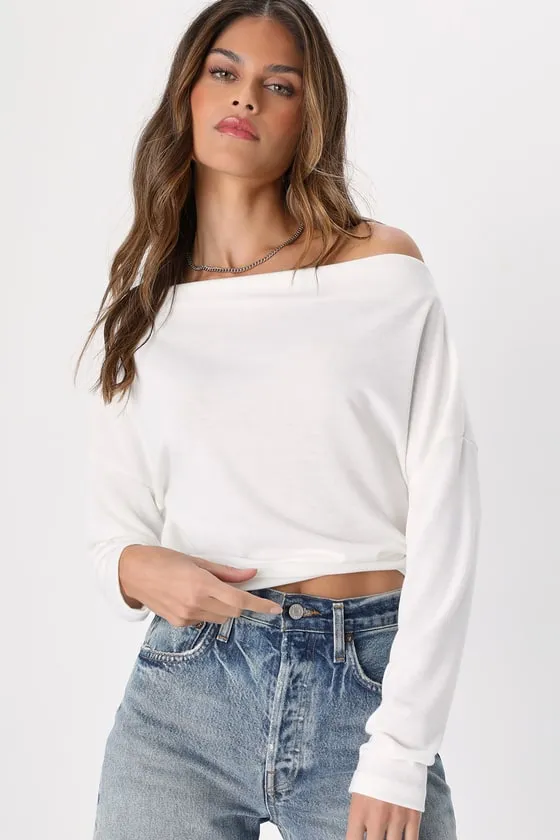 Cutely Charming White Off-the-Shoulder Long Sleeve Top sold by Lulus product image thumbnail 2