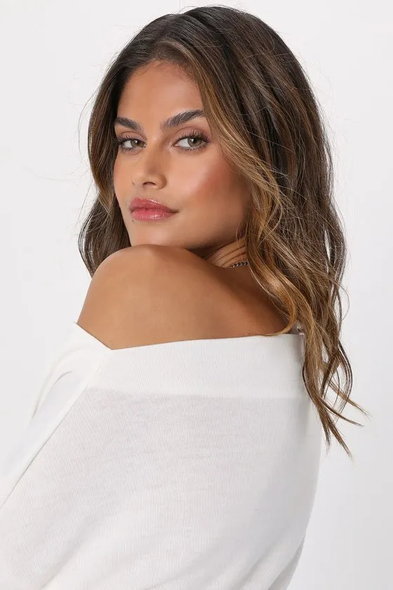 Cutely Charming White Off-the-Shoulder Long Sleeve Top sold by Lulus product image thumbnail 4