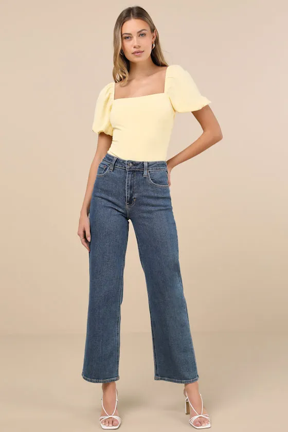 Abundance of Love Yellow Textured Puff Sleeve Tie-Back Bodysuit sold by Lulus product image thumbnail 3