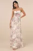 Stunning Element Cream Floral Mesh Ruffled Strapless Maxi Dress sold by Lulus