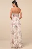 Stunning Element Cream Floral Mesh Ruffled Strapless Maxi Dress sold by Lulus