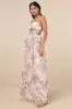 Stunning Element Cream Floral Mesh Ruffled Strapless Maxi Dress sold by Lulus