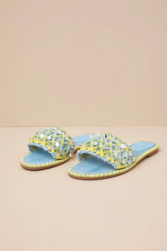 Brennara Chambre Lizard Woven Rhinestone Slide Sandals sold by Lulus product image thumbnail 2