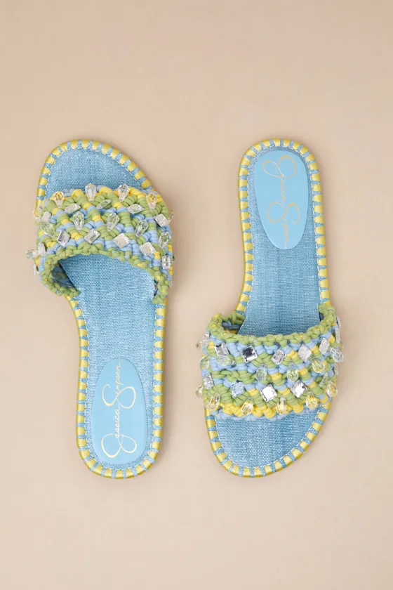 Brennara Chambre Lizard Woven Rhinestone Slide Sandals sold by Lulus product image thumbnail 4