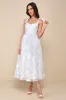 Beautifully Adored White Floral Burnout Tie-Strap Midi Dress sold by Lulus