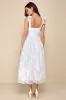 Beautifully Adored White Floral Burnout Tie-Strap Midi Dress sold by Lulus