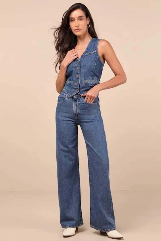 Braided Dark Wash Denim Vest Top sold by Lulus product image thumbnail 3