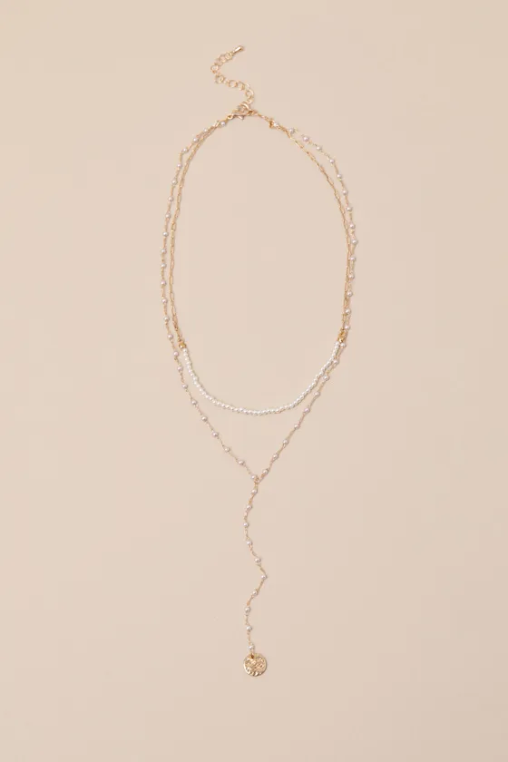 Cianna Gold Pearl Layered Necklace sold by Lulus product image thumbnail 2