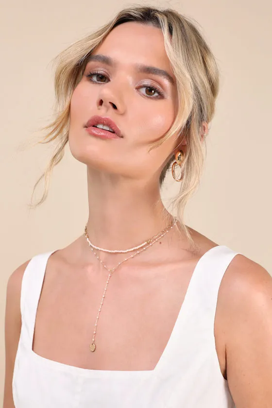 Cianna Gold Pearl Layered Necklace sold by Lulus product image thumbnail 3